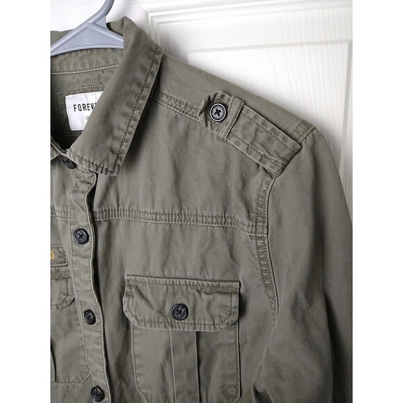 Forever 21 Olive Green Button Front Long Sleeve Army Shacket. Size S - Picture 5 of 12